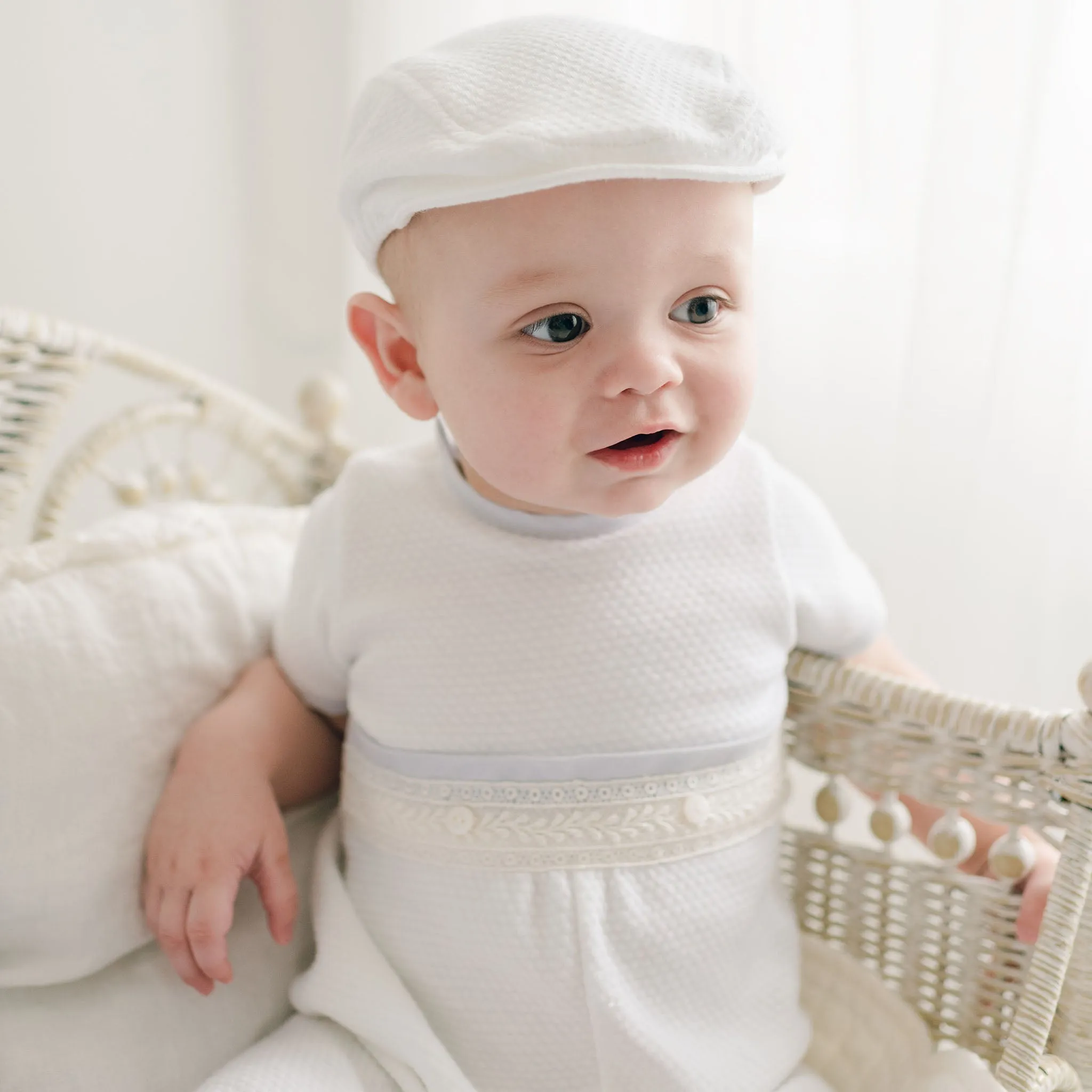 Harrison Short Sleeve Christening Romper