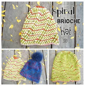 Hat Knitting Pattern Spiral Brioche Hat