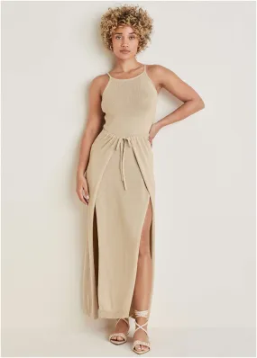 High Slit Sweater Maxi - Sand