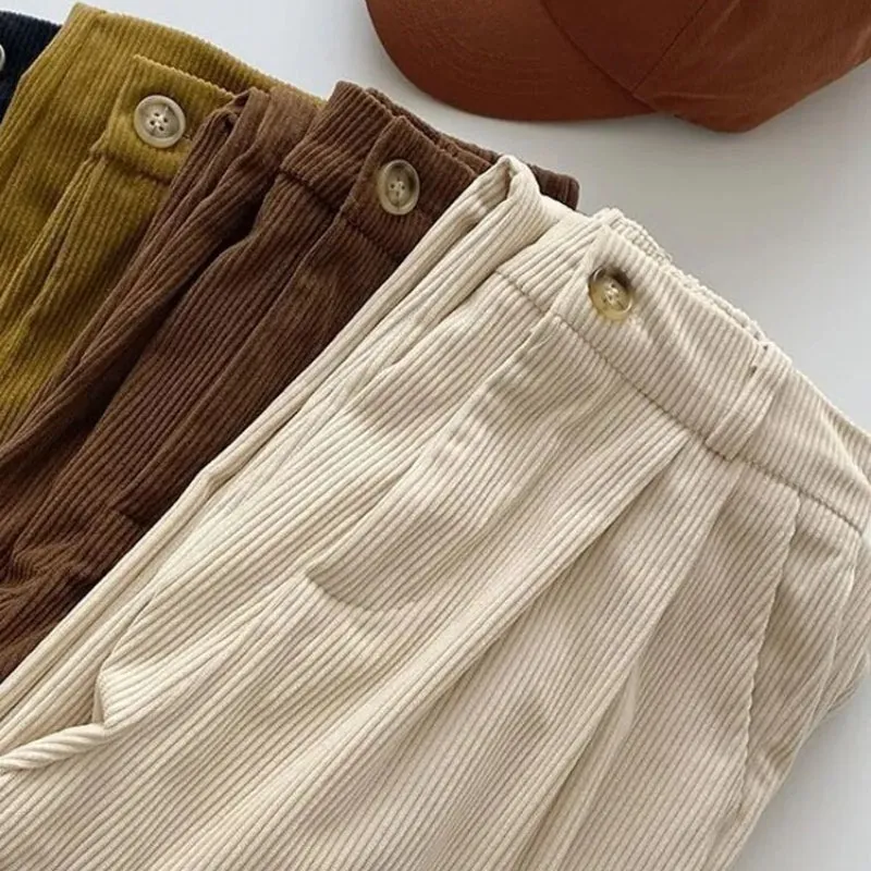 High Waist Retro Corduroy Trousers for Women