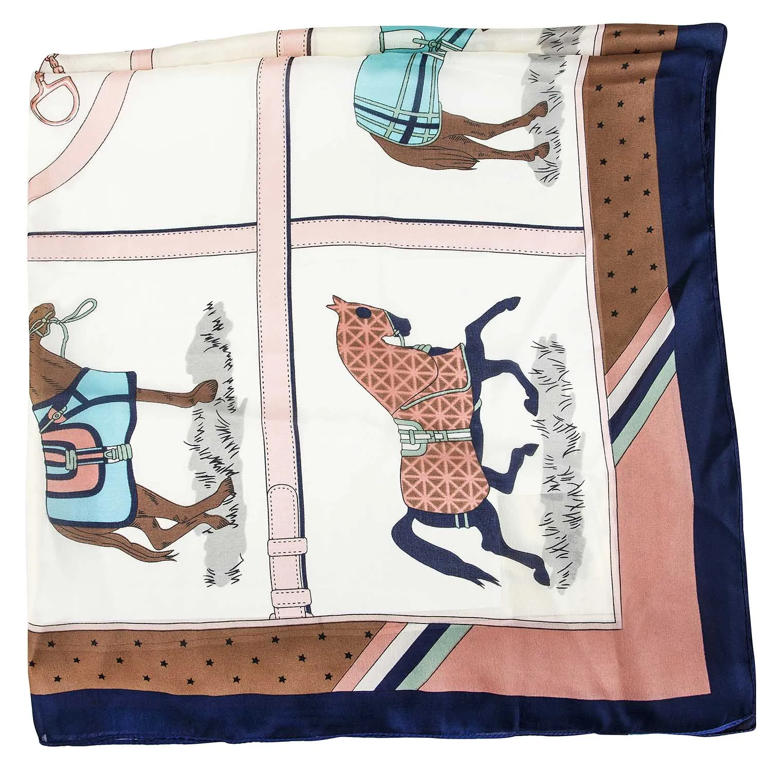 Horses in Blankets Silky Scarf, 35" x 70"