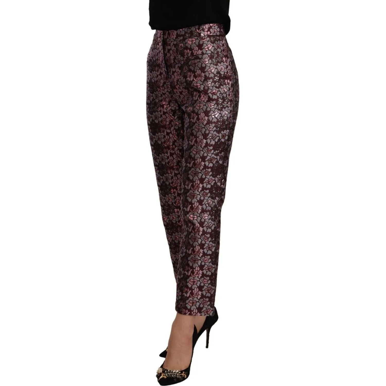 House of Holland High Waist Jacquard Flared Cropped Trousers