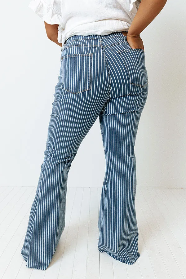 Judy Blue The Jamie High Waist Stripe Flare In Medium Wash Curves