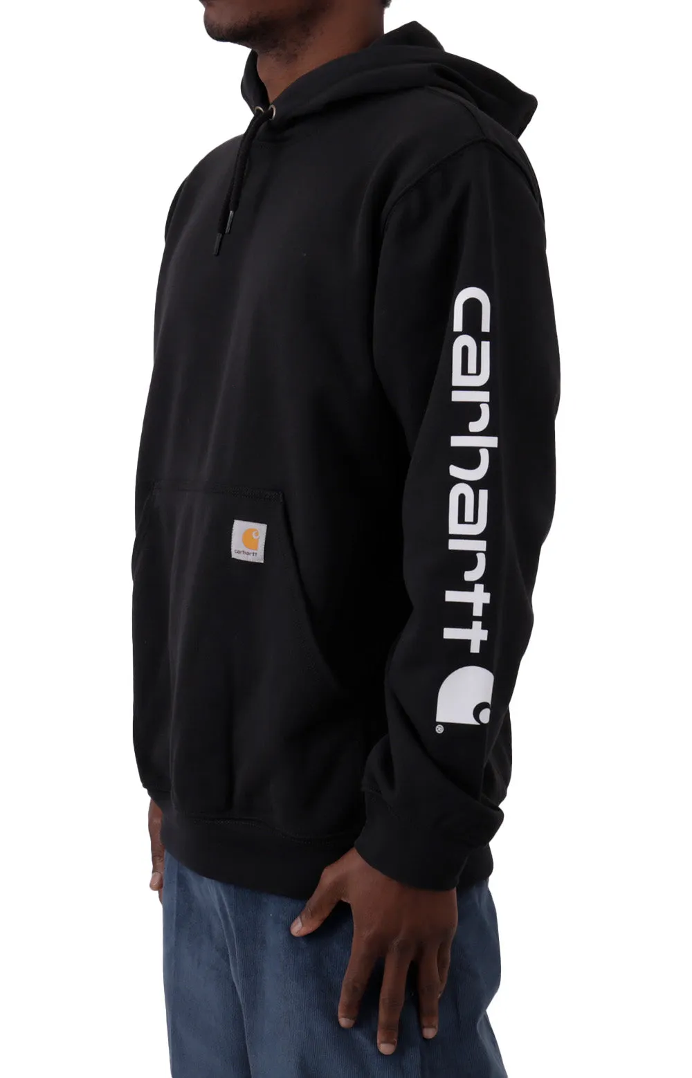 (K288) MW Signature Sleeve Logo Pullover Hoodie - Black