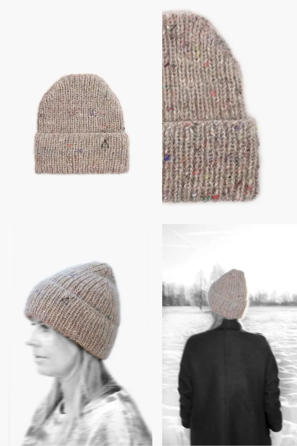 KARAKORAM - Hand Knitted Multicolour Hat in Grey Melange