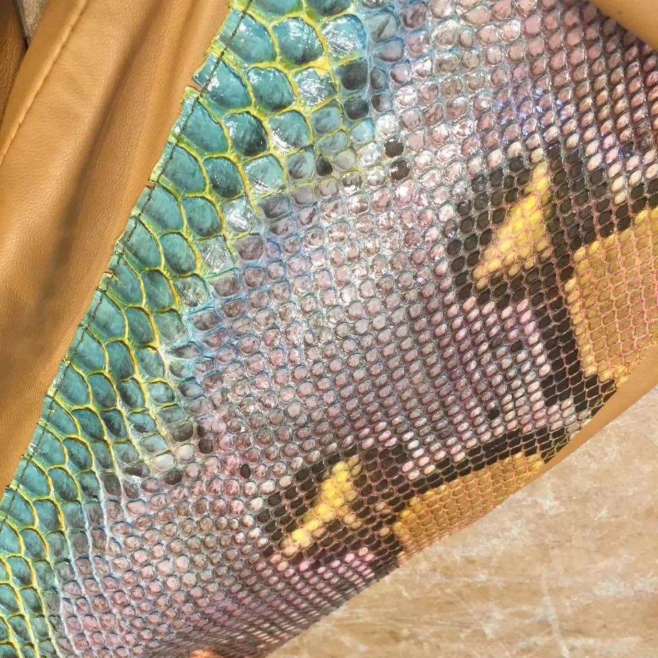 Kashani Iridescent Python Snake Skin Peanut Bomber Jacket