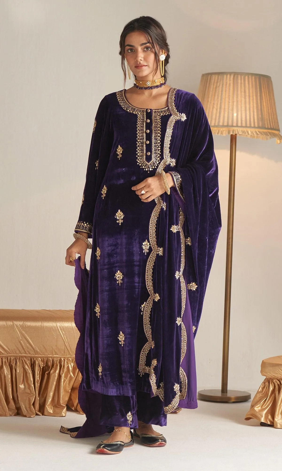 Khizaan Embroidered Purple only shawl