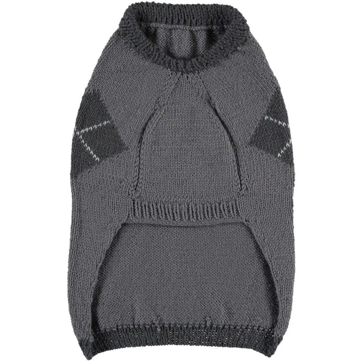 Knitted Argyle Dog Sweater by Baker & Bray - Graphite