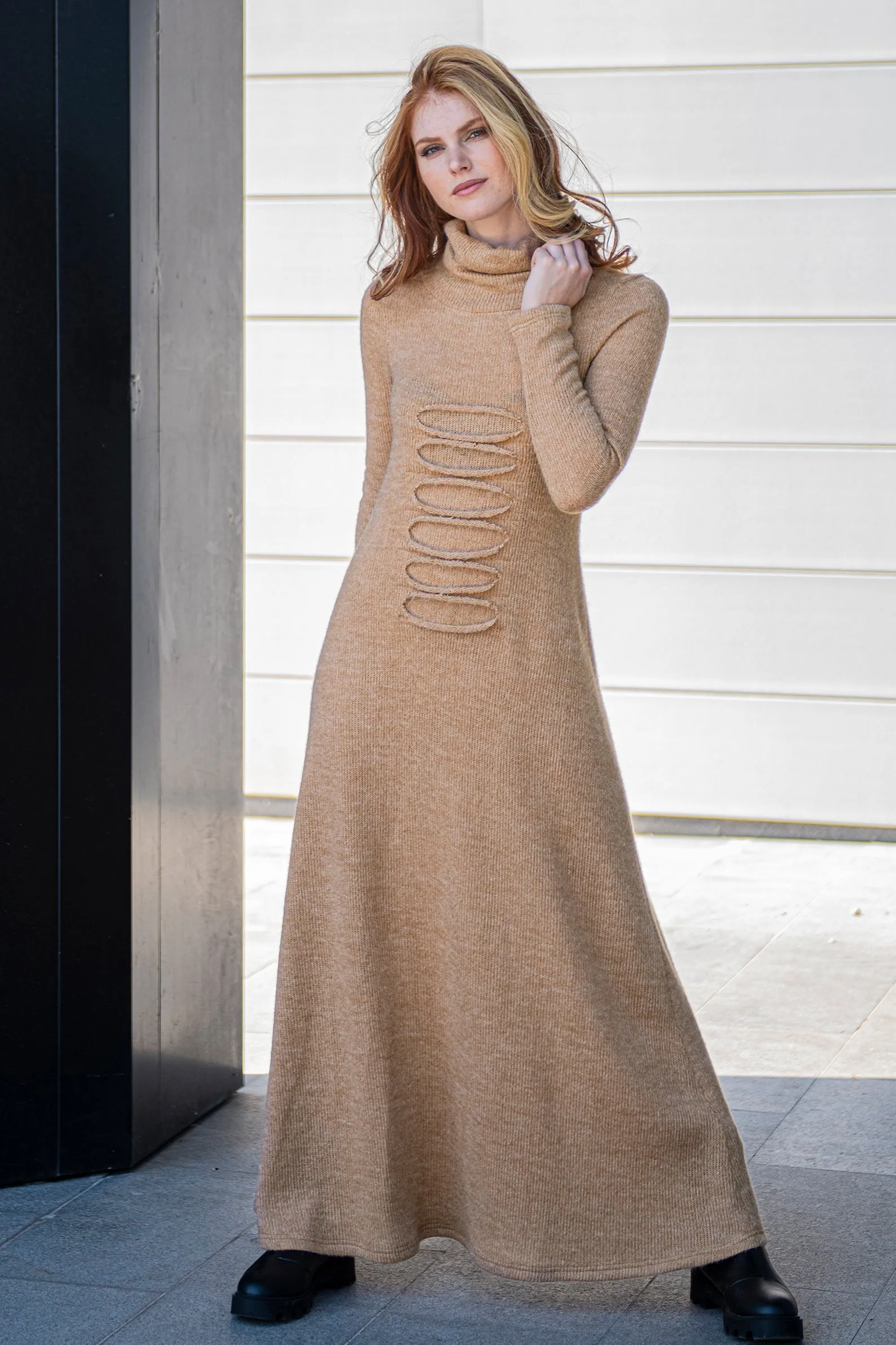 Long Sweater Dress with Front Detailing