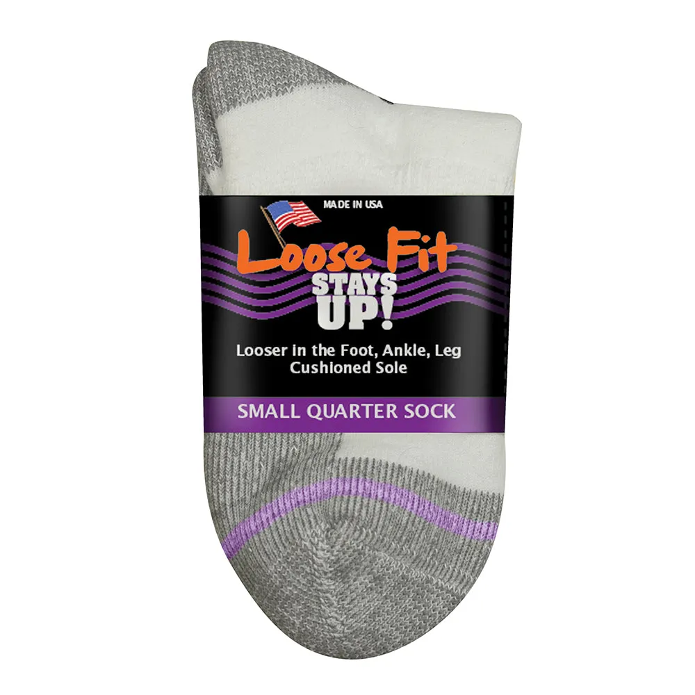 Loose Fit Stays Up Cotton Casual Quarter Socks