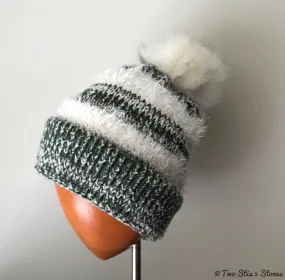 Luxe Green & White Beanie/Slouchy Beanie