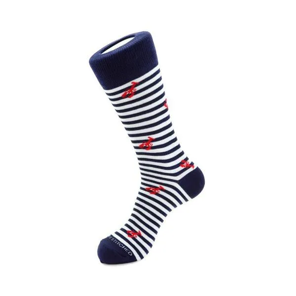 Maine Lobster Stripe (Navy) Men's Crew Socks