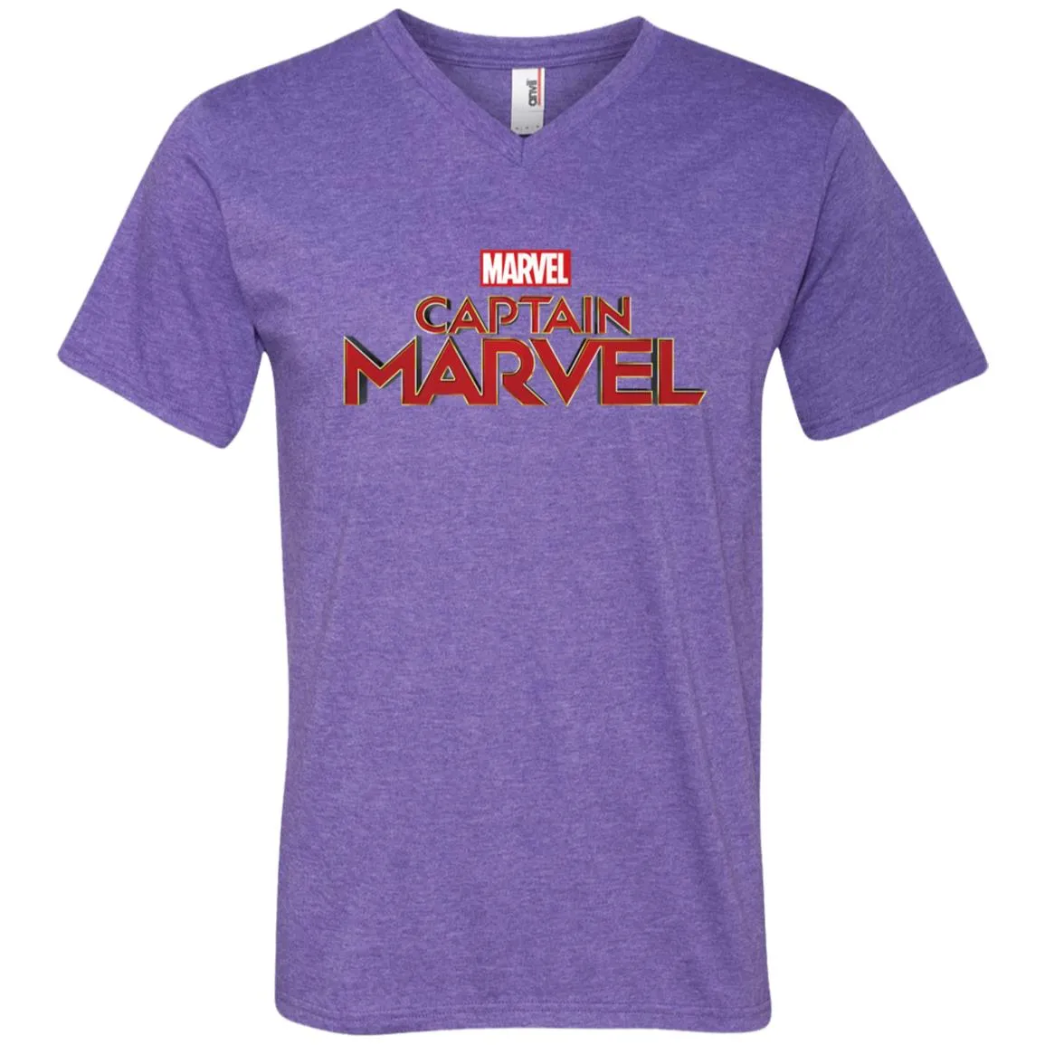 Marvel Captain Marvel Movie Logo Red Men V-Neck T-Shirt