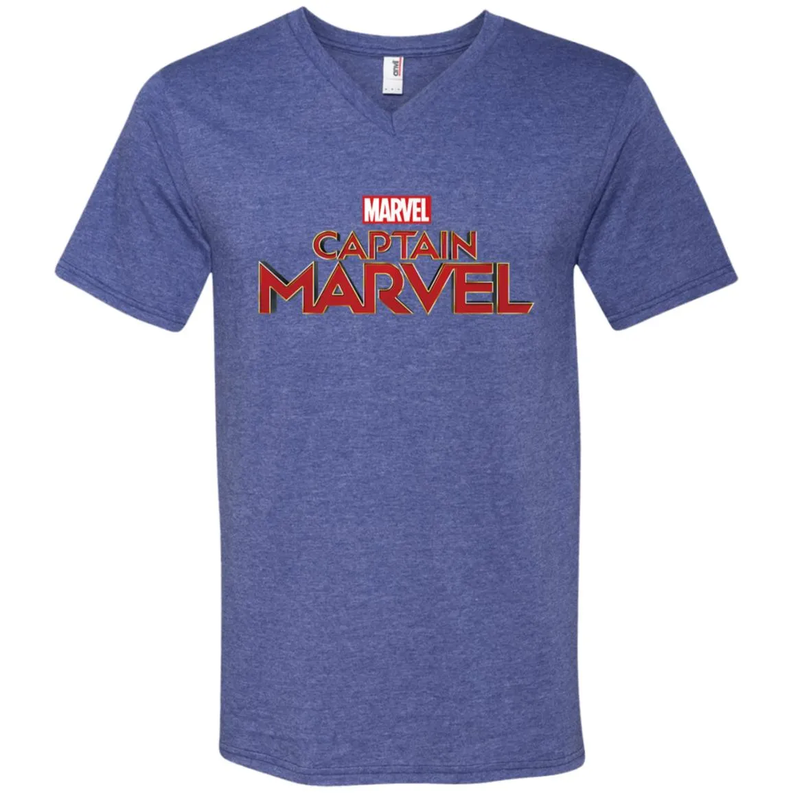 Marvel Captain Marvel Movie Logo Red Men V-Neck T-Shirt