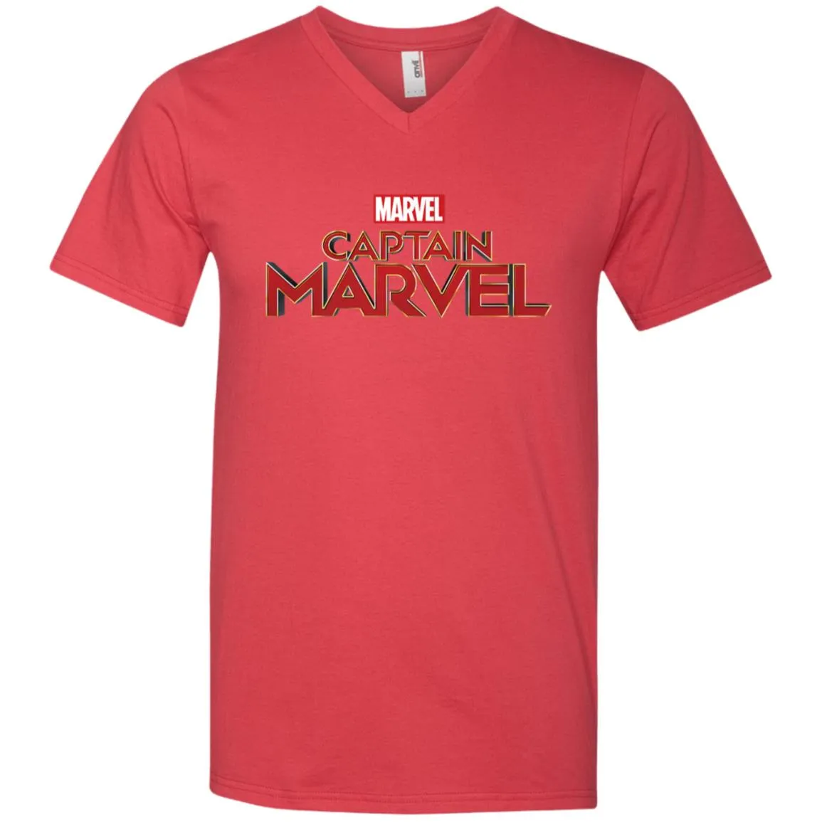 Marvel Captain Marvel Movie Logo Red Men V-Neck T-Shirt