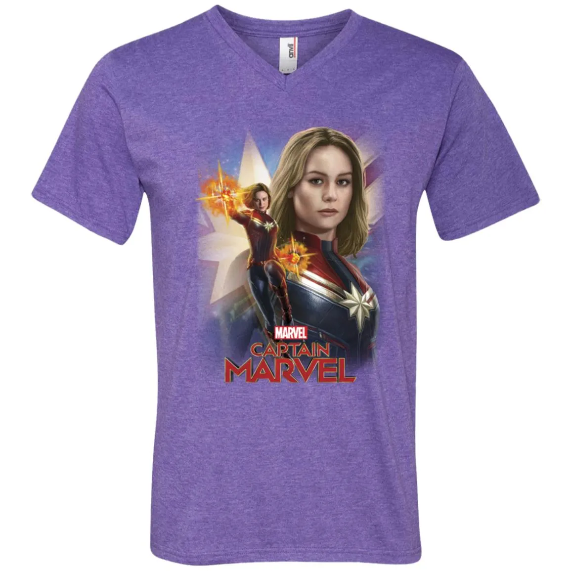 Marvel Captain Marvel Powers Portrait Men V-Neck T-Shirt