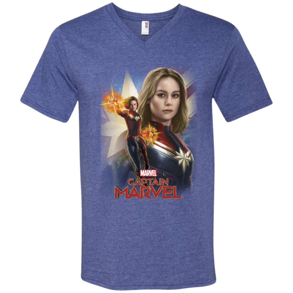 Marvel Captain Marvel Powers Portrait Men V-Neck T-Shirt