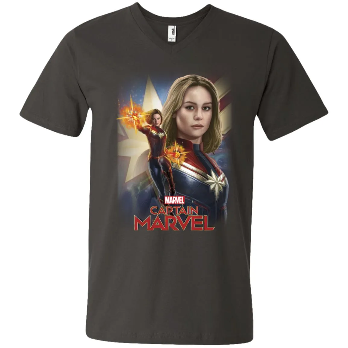 Marvel Captain Marvel Powers Portrait Men V-Neck T-Shirt