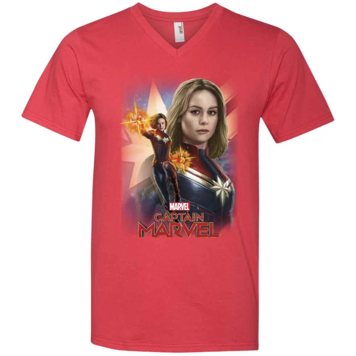 Marvel Captain Marvel Powers Portrait Men V-Neck T-Shirt