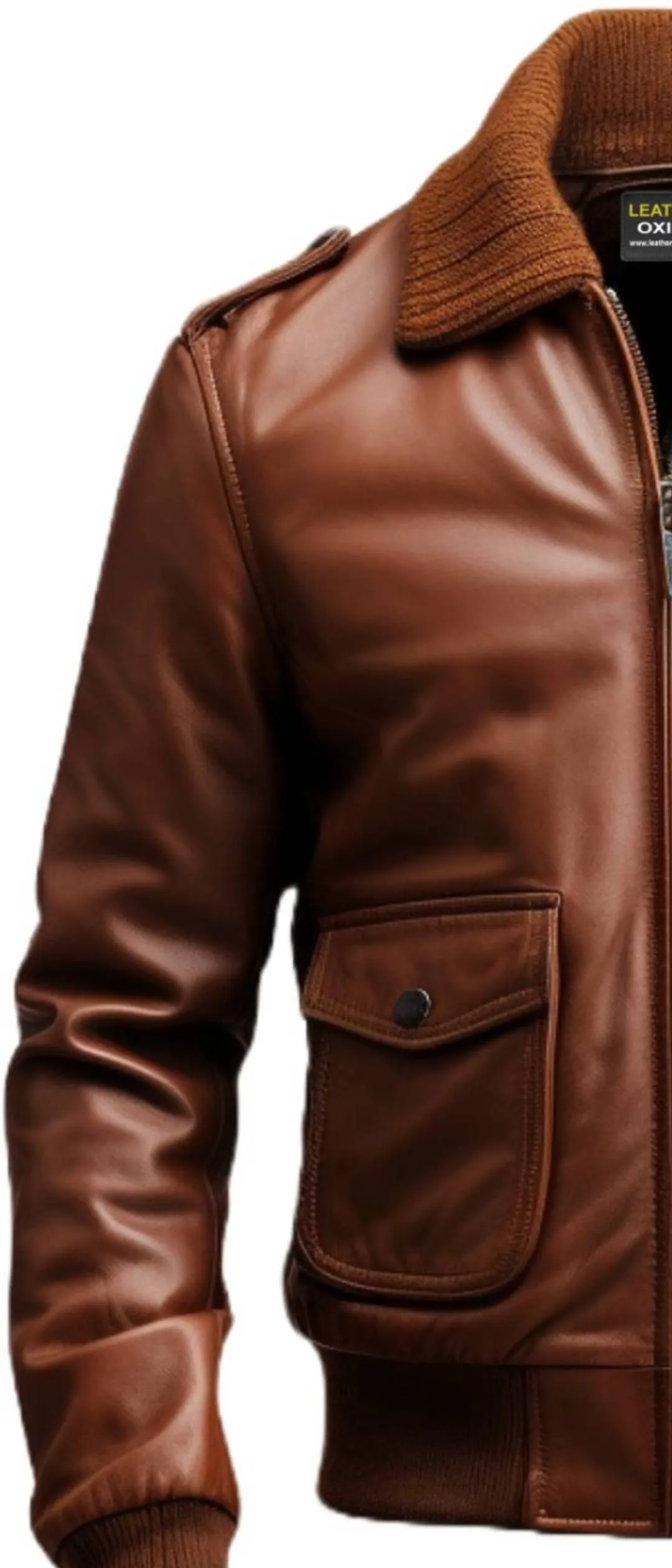 Men Aviator Brown Leather Jacket - Men Leather Jacket Brown