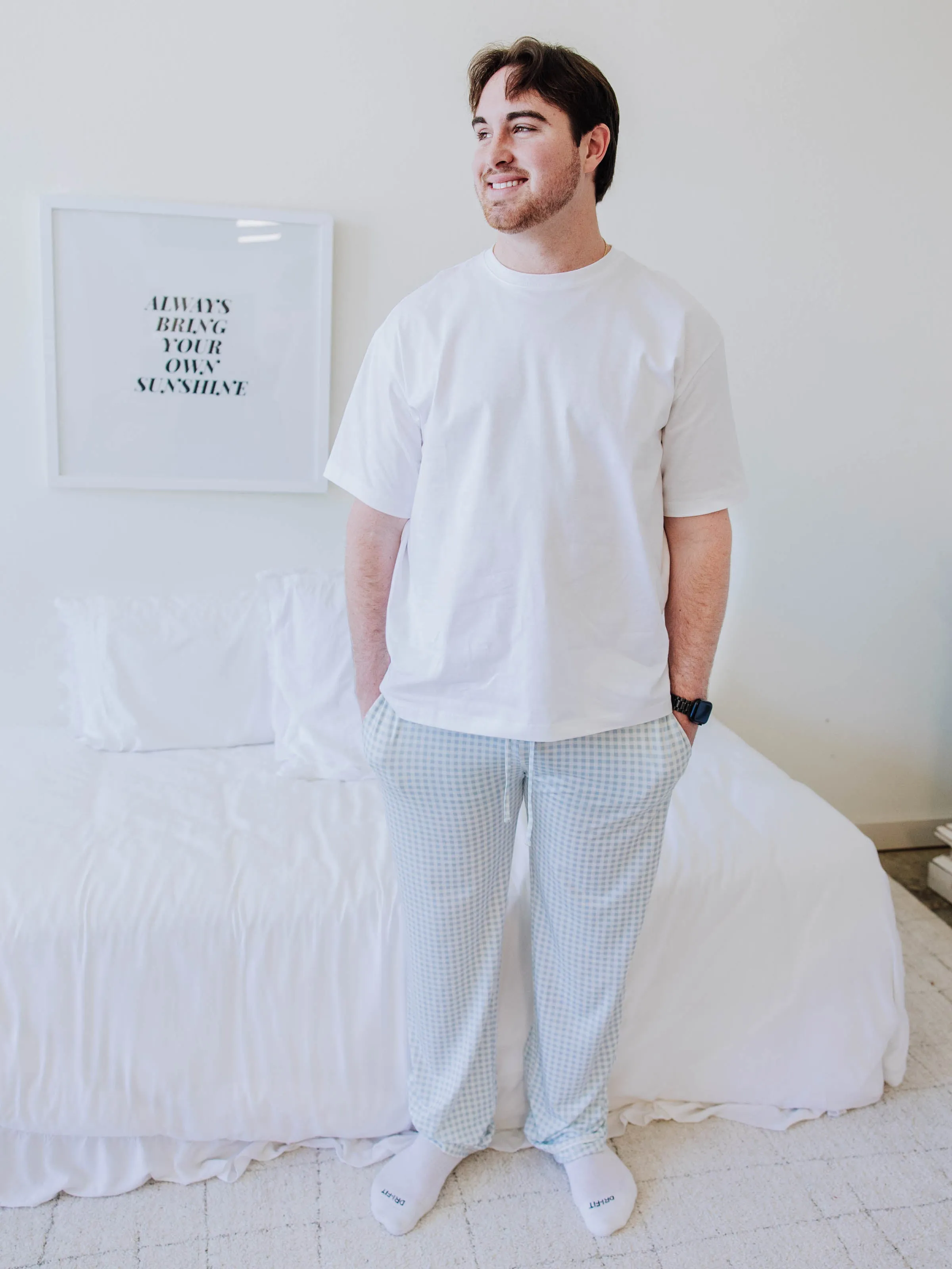 Men's Cloud Lounge Pants - Sky Blue Check