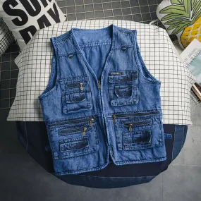 Men's Retro British Loose Multi-pocket Functional Work Vest