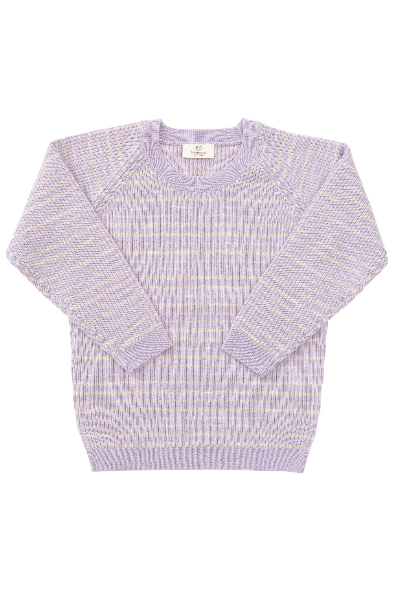 MERINO CLASSIC RIB BLOUSE - LAVENDER/ PALE CREAM MELANGE 75