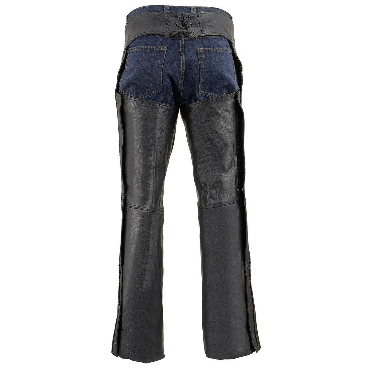 Milwaukee Leather Chaps for Men's Black Thin Braided Premium Leather