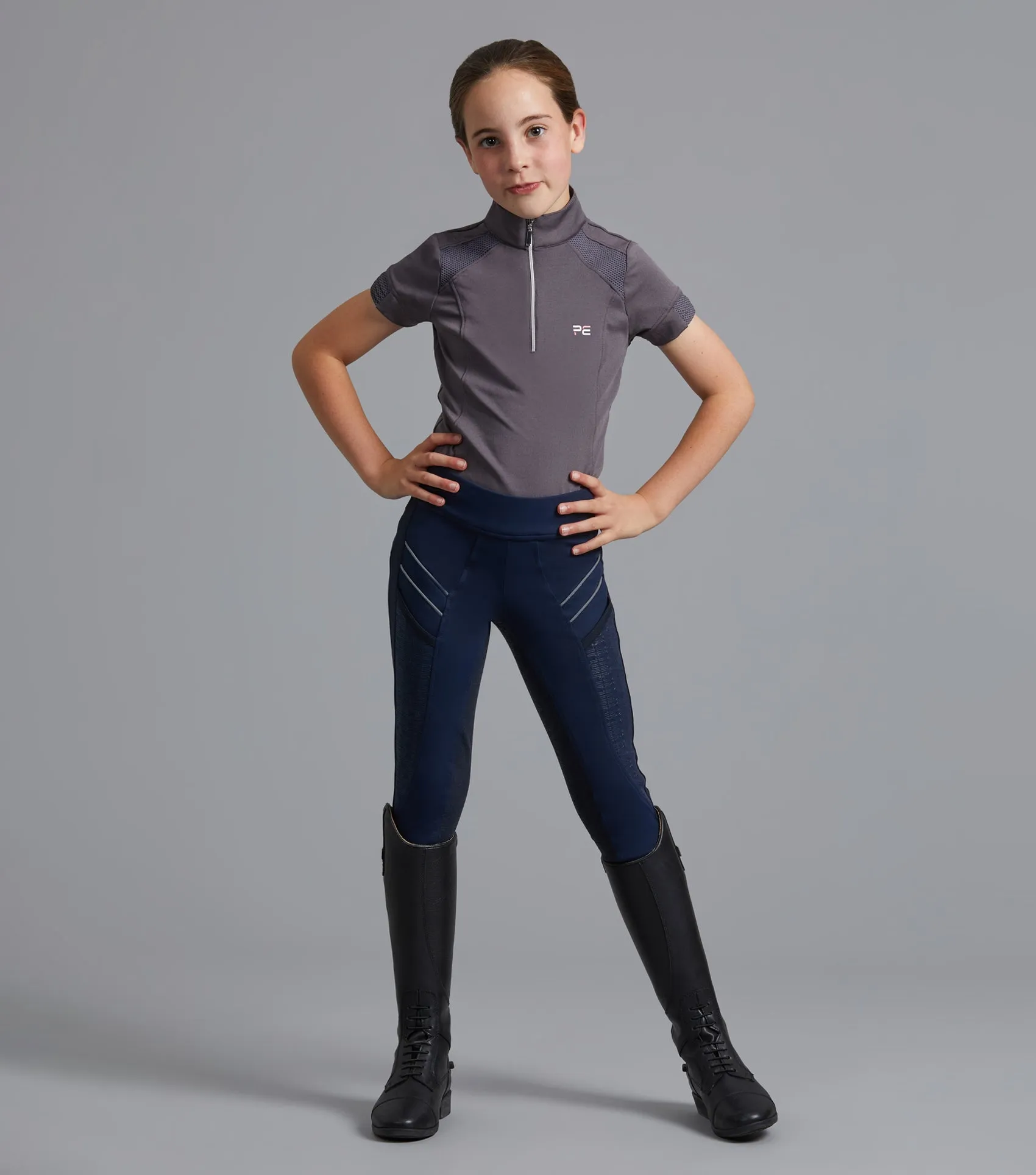 Mini Remisa Girl's Technical Short Sleeve Riding Top Grey