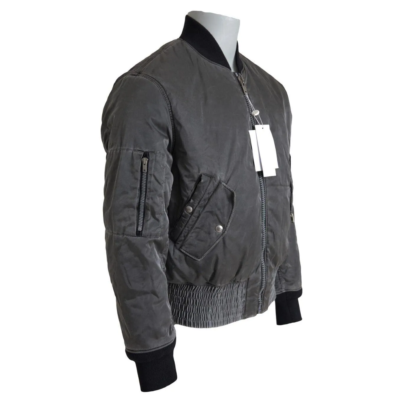 MM6 Maison Margiela Elegant Gray Bomber Jacket Full Zip Closure