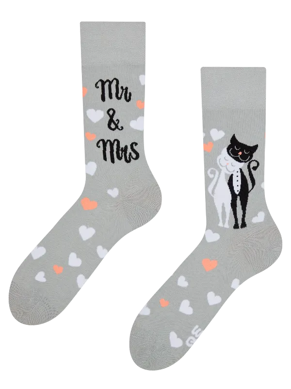 Mr & Mrs Wedding Cat Regular Odd Socks