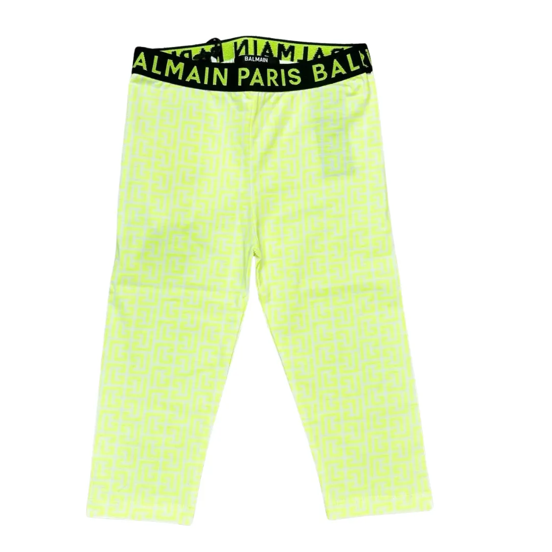 Neon Yellow Allover Logo Legging