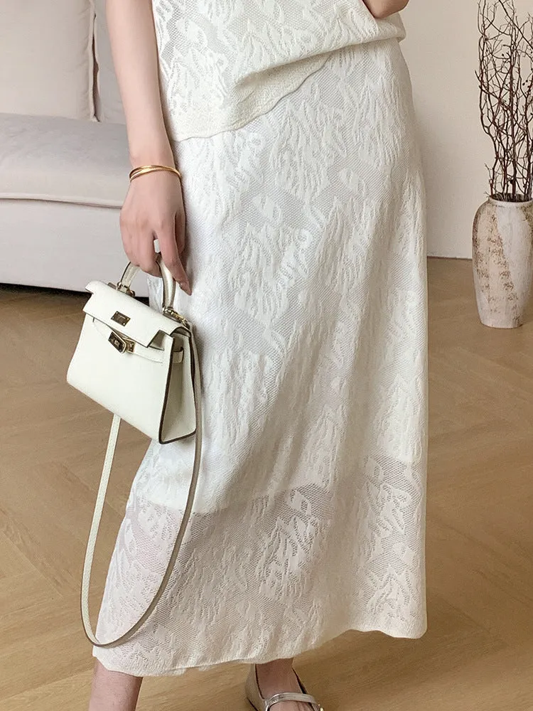 New Chinese Style Cool Silk Two-Piece Women's Clothing Summer High-Grade Zen Embroidery Short Sleeve Robe Suit Skirt