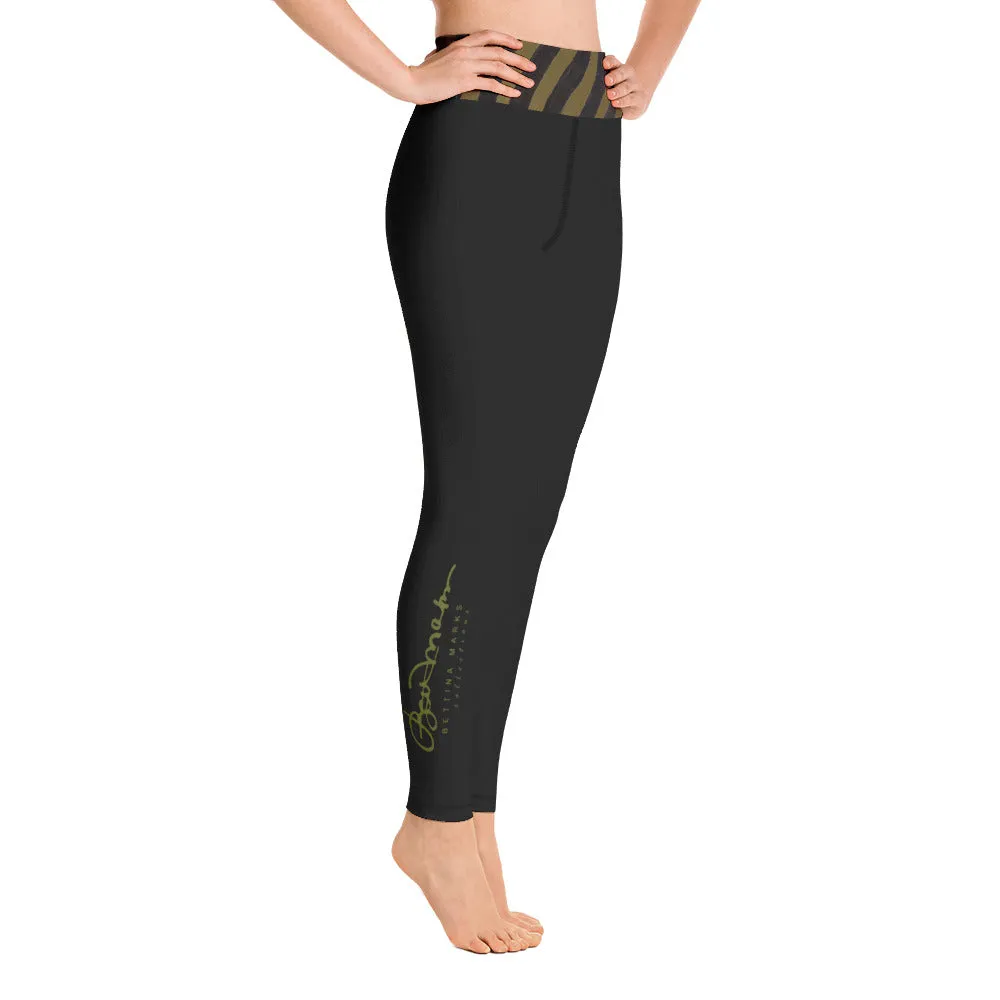 Olive Zebra Trim Yoga Leggings