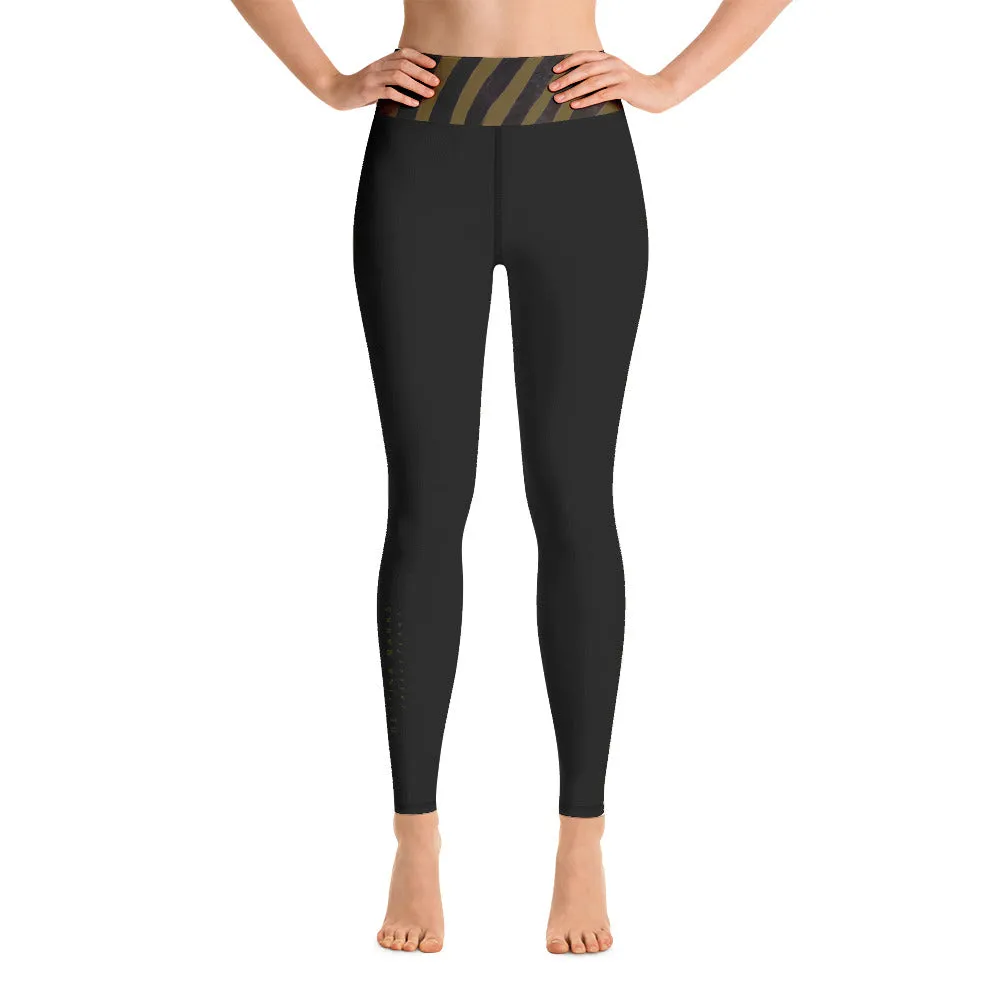 Olive Zebra Trim Yoga Leggings