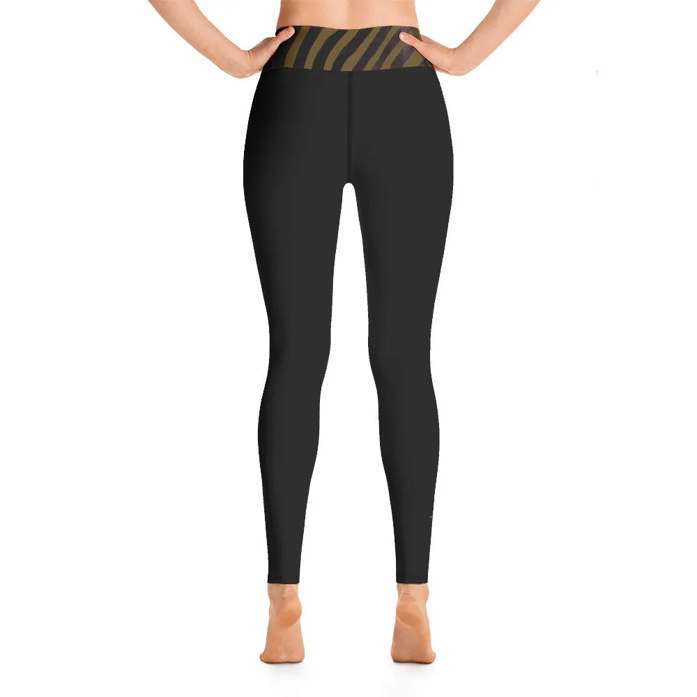 Olive Zebra Trim Yoga Leggings