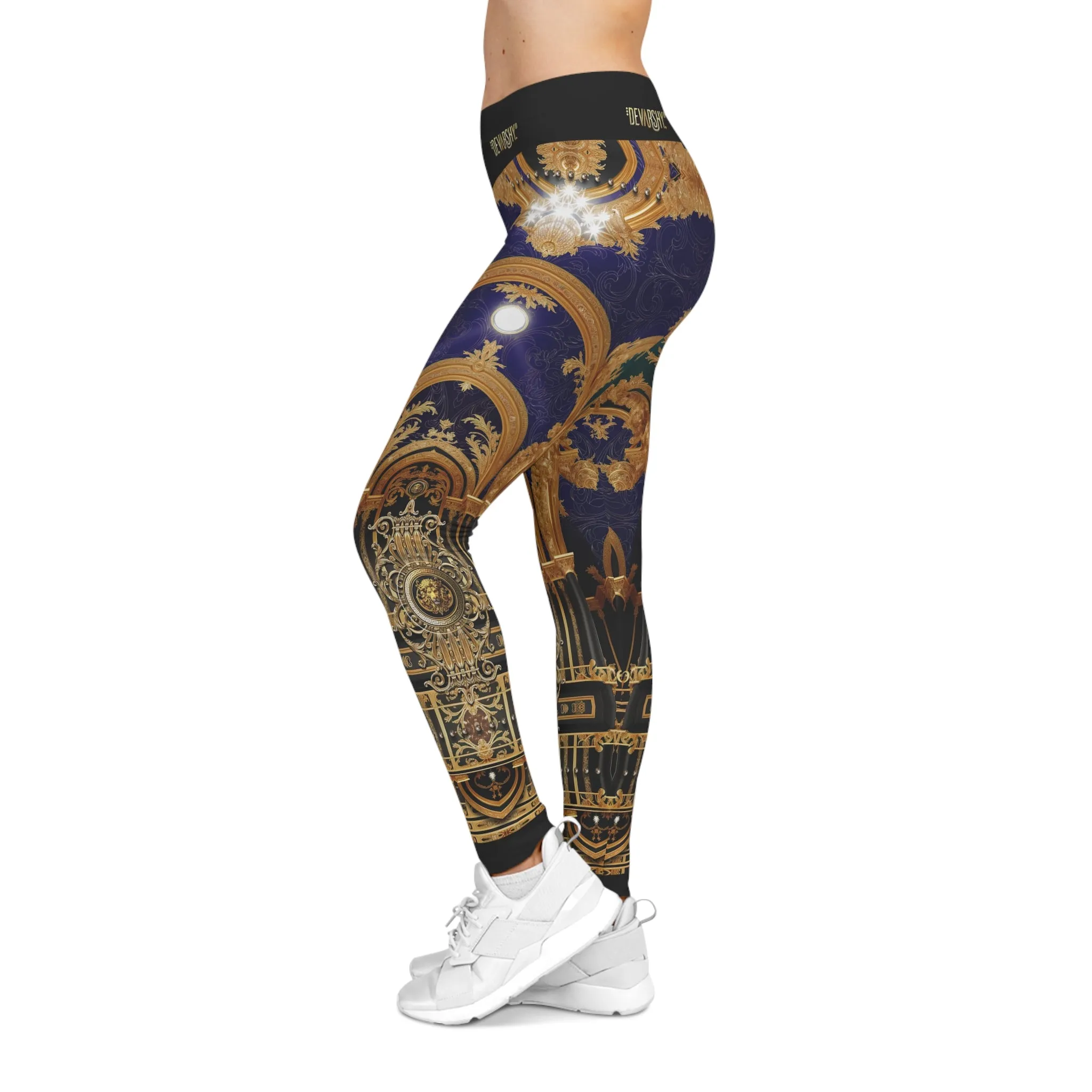 Ornate Violet Leggings Women Casual Wear Spandex Leggings Decorative Baroque Leggings Women Lounge Wear | D20225B