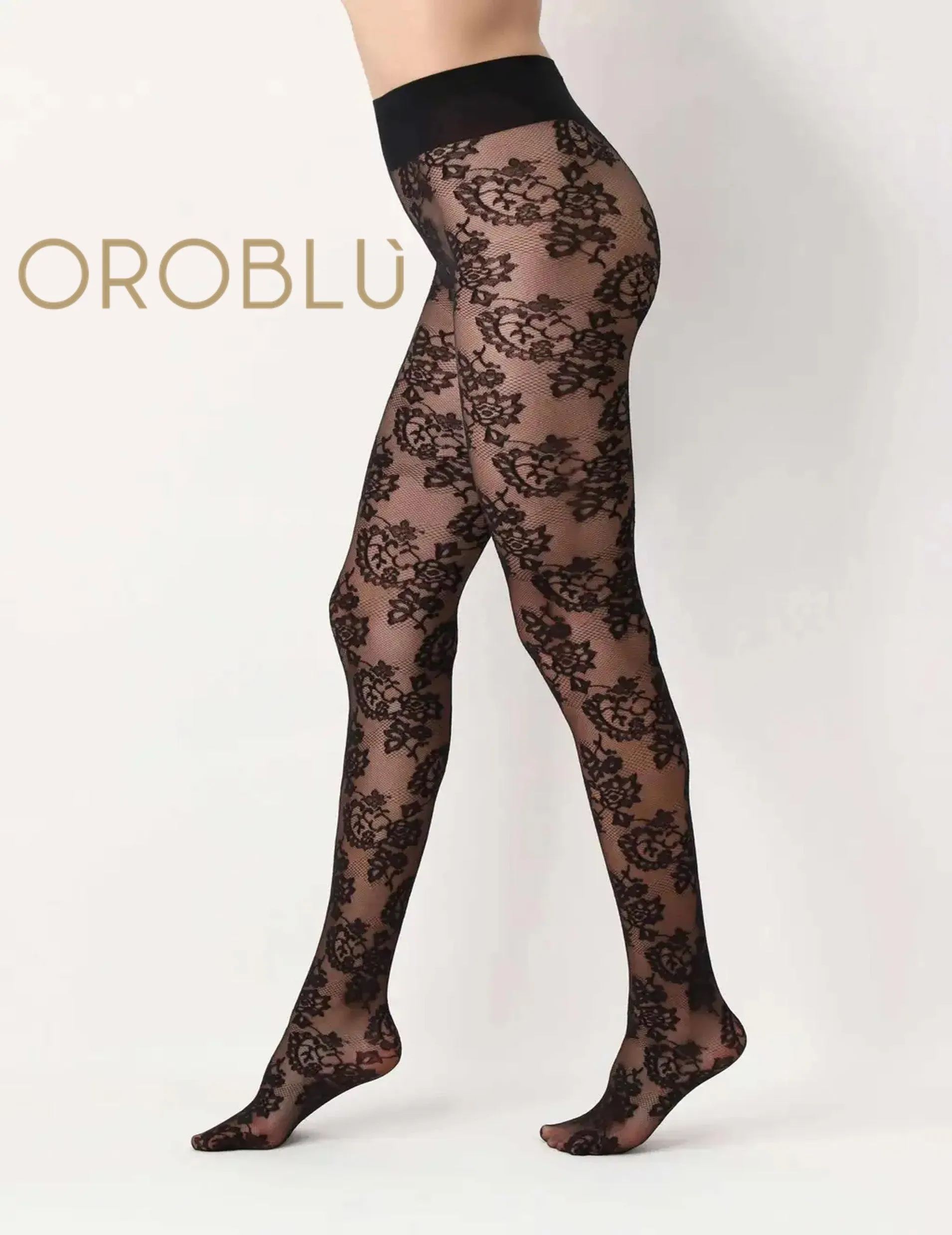 Oroblu Clearance Sheer Fine Lace Tights Black