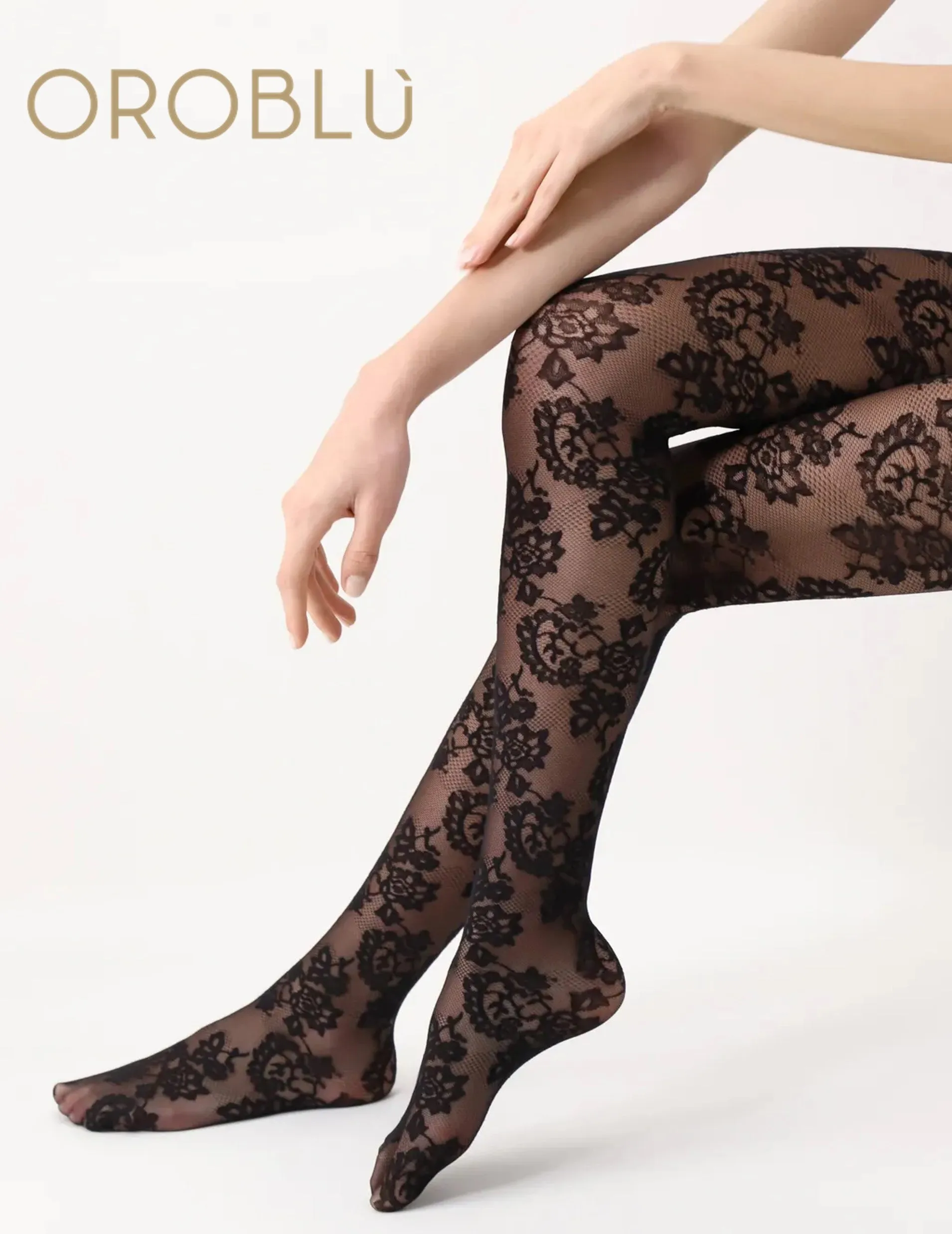 Oroblu Clearance Sheer Fine Lace Tights Black