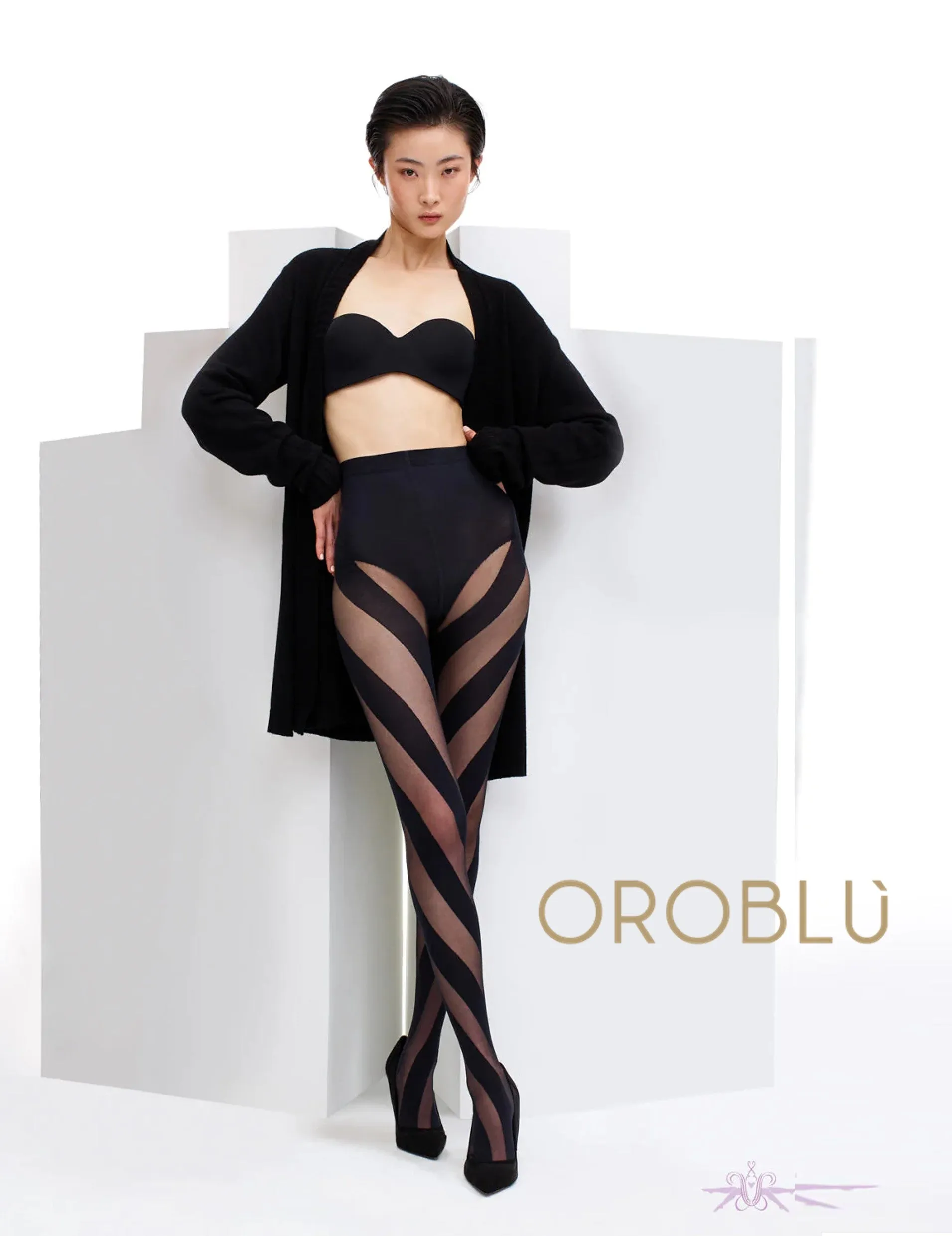 Oroblu Clearance Spiraling Tights Black