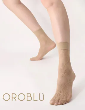 Oroblu Fine Lace Socks Camel