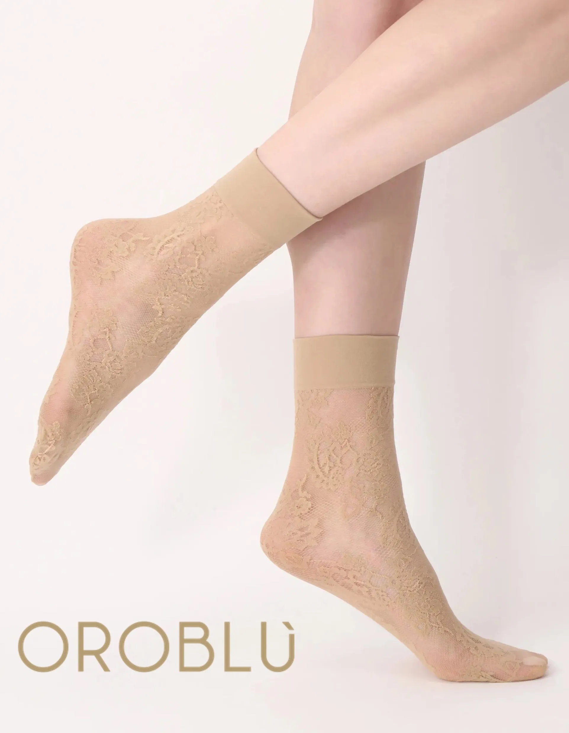 Oroblu Fine Lace Socks Camel