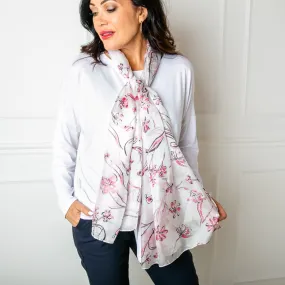 Pink Cherry Blossom Silk Scarf