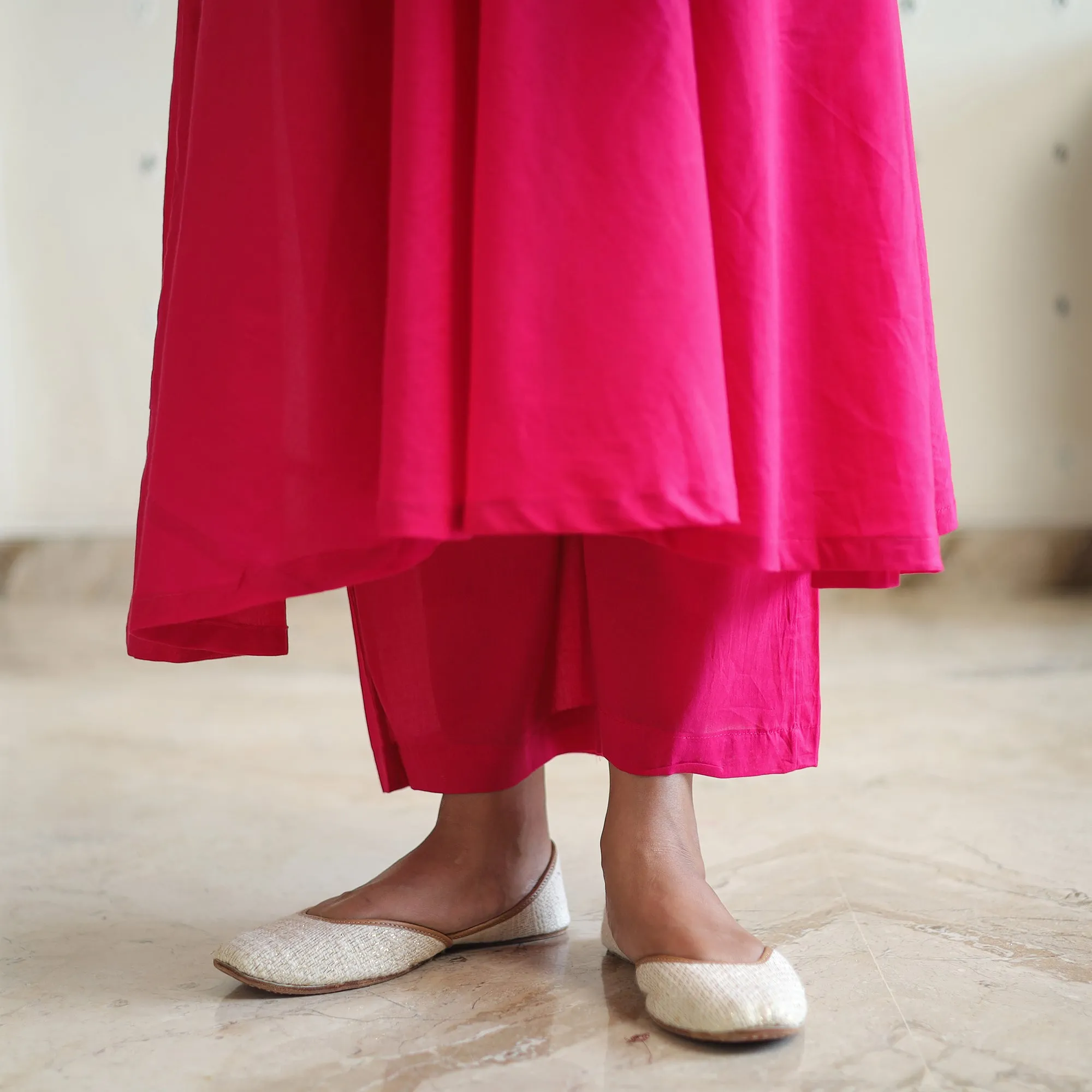 Pink - Gulabi Mahek Cotton Flared Kurta with Palazzo & Dupatta Set