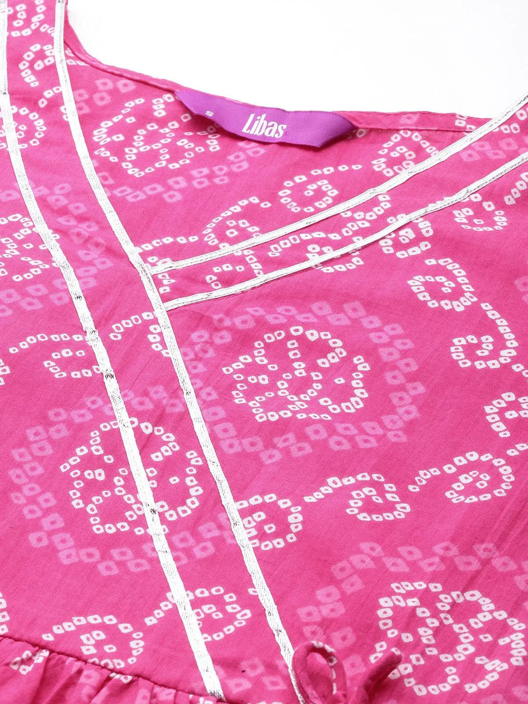 Pink Printed Cotton A-Line Kurta With Trousers & Dupatta