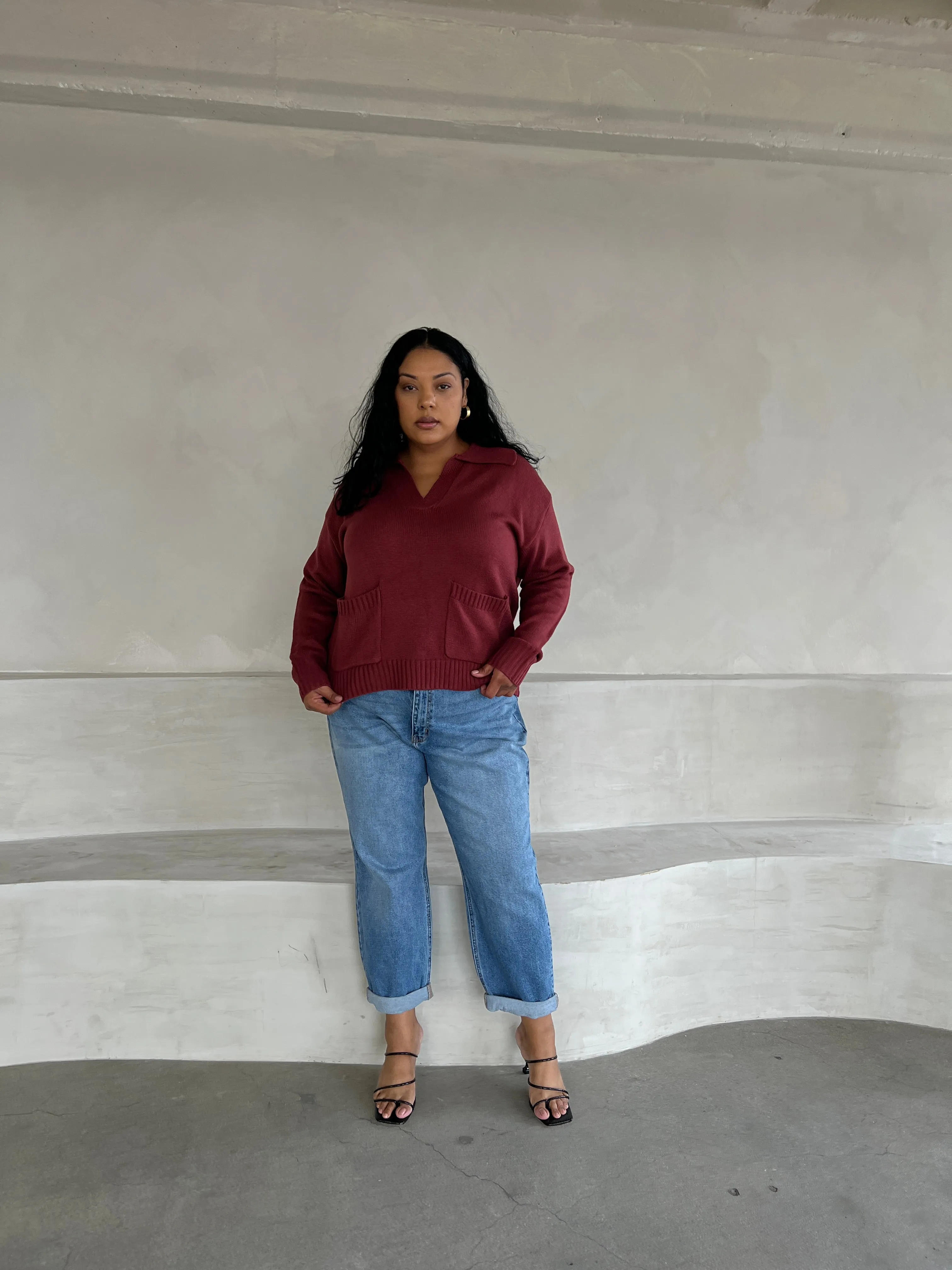 Plus Size Collared Sweater