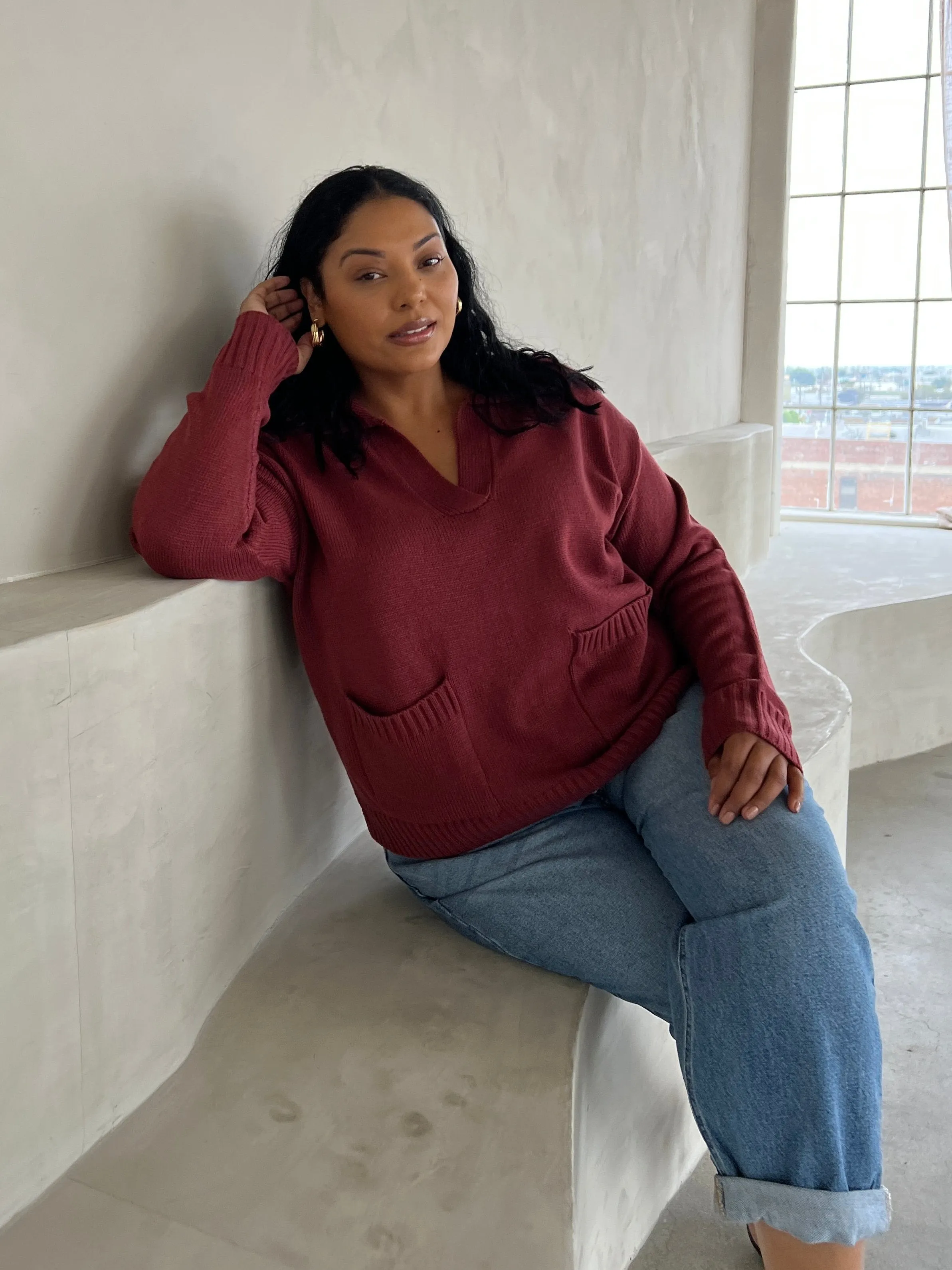 Plus Size Collared Sweater