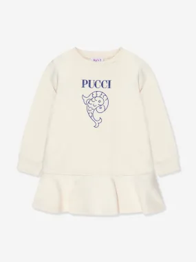 Pucci Girls Logo Jersey Dress in Ivory