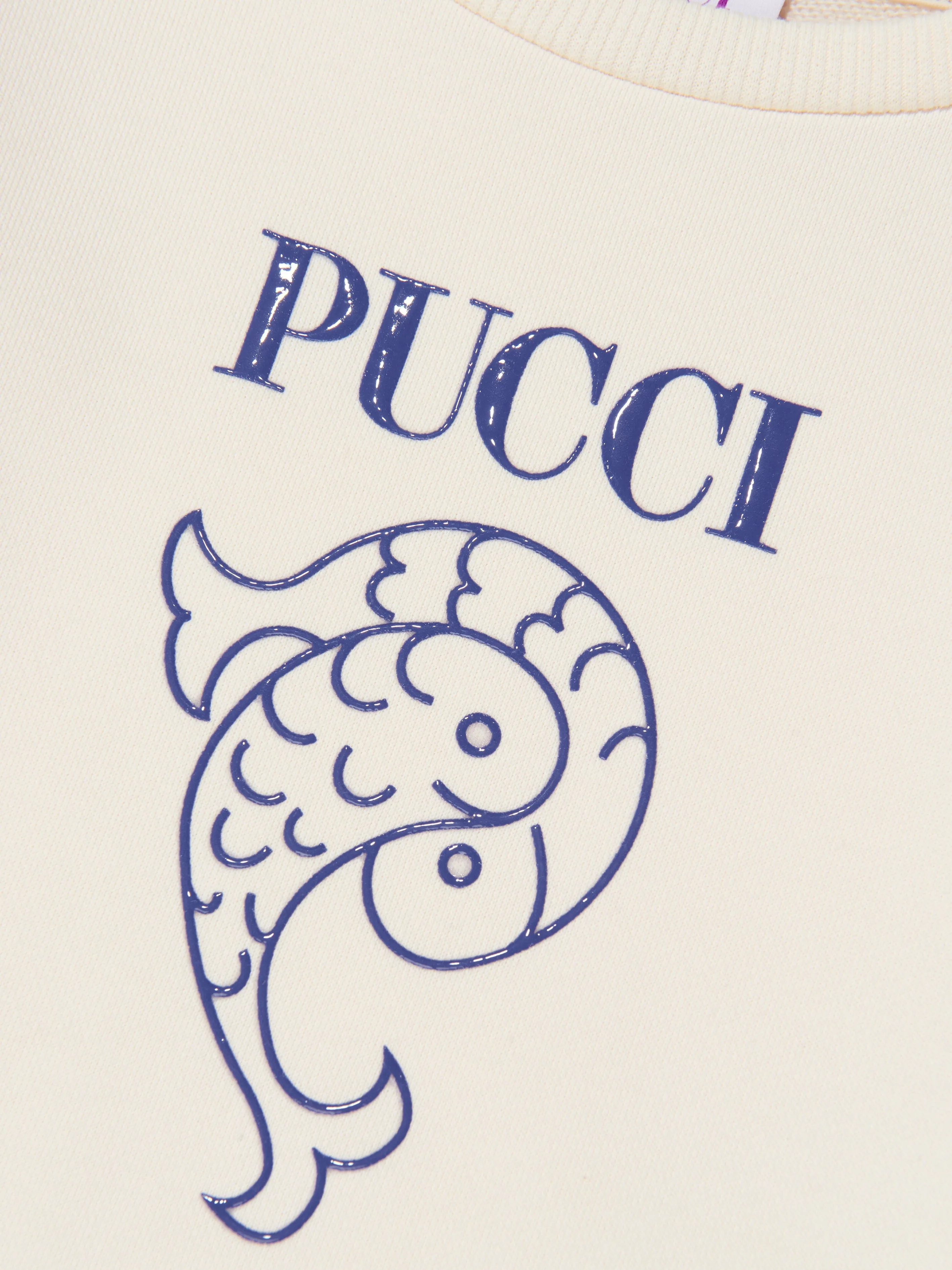 Pucci Girls Logo Jersey Dress in Ivory