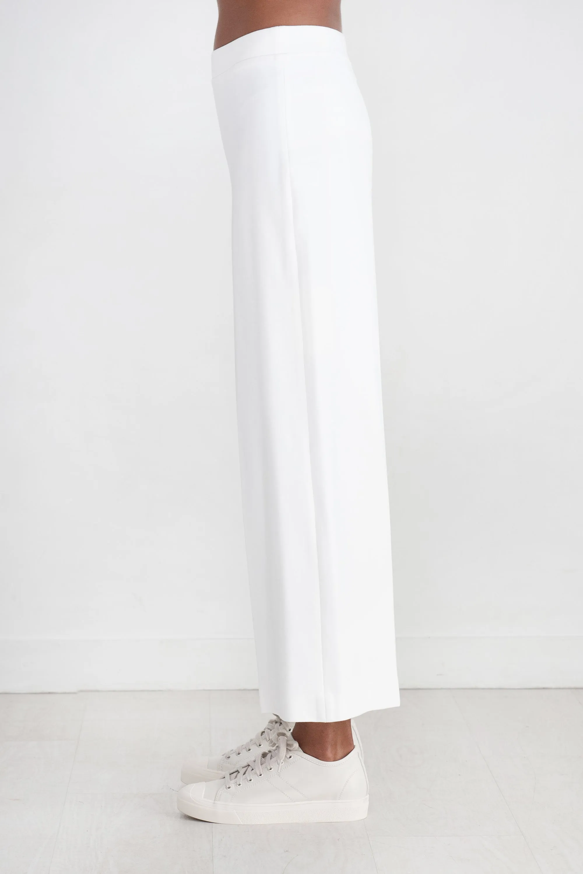 Pull On Cropped Straight Pant, White